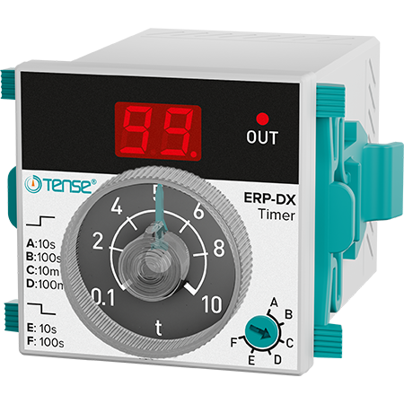 1/16 DIN Digital ON Delay Timer Relay, 160→240V 50/60Hz + 24V AC/DC, NO+NC Output, SPDT, Single Function, ERP-DX, TENSE