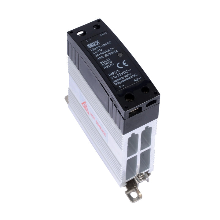 Solid State Relays SSR DIN rail Mount with heatsink, input 3-32V DC / output 24-380VAC 25A or 40A, single phase