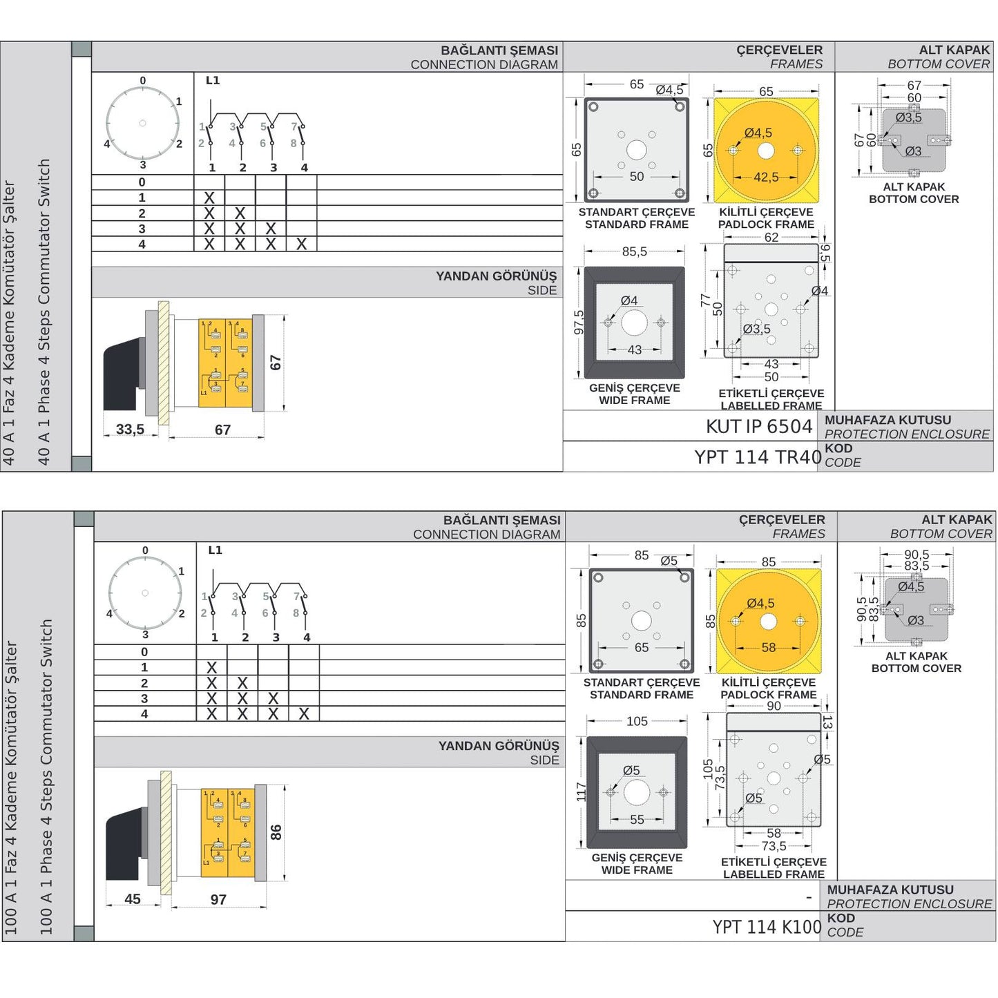 5 Position Combination Rotary Cam Switch 0-1-2-3-4 Integrator Multi Step Cam Switch, 16A 25A 32A 40A 50A 63A 80A 100A 115A 125A, YPT113