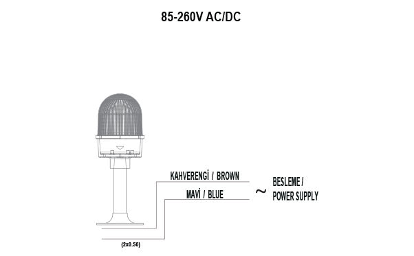 Heavy Duty Metal Die-Cast Strobe Power 5xLED Light Beacon With Protective Metal Cage , 85-250V AC/DC (without sounder / buzzer)