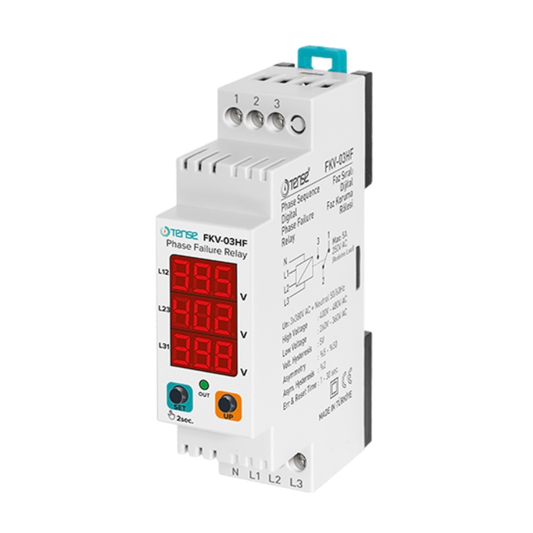 Digital Phase / Neutral Failure, Asymmetry and Under / Over Voltage Monitoring Relay, 3 Phase Fail Relay, DIN rail mount, SPDT, FKV-03HF, TENSE