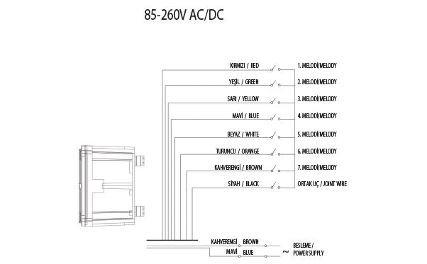 IP65 ES120 Heavy Duty Metal Die-Cast Siren / Horn / Sounder with 7 tones, IP65, 85-250V AC/DC, SNT-ES120 wiring