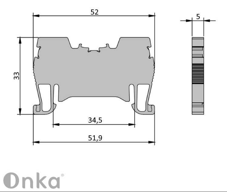 ONKA 1.5mm2 spring clamp / push-in type DIN rail terminal, blue, 1020005