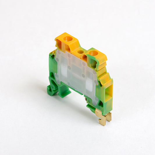 ONKA 10mm2 PE / Earth screw clamp green / yellow DIN rail terminal, 1010221