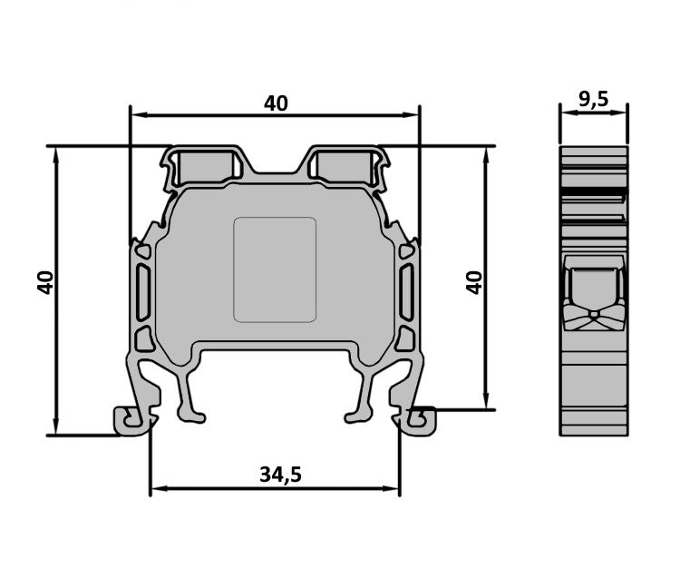ONKA 10mm2 Screw Clamp type DIN rail terminal block, grey, 1010042