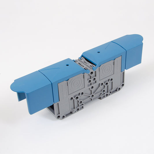 ONKA 120mm2 STUD terminal block for M10 cable lugs, DIN rail mount with protective cover, blue, 1030076