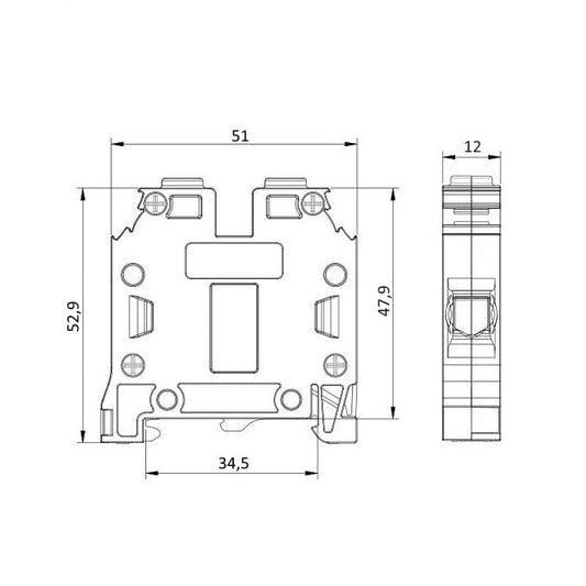 ONKA 16mm2 PE / Earth screw clamp green / yellow DIN rail terminal, 1010532