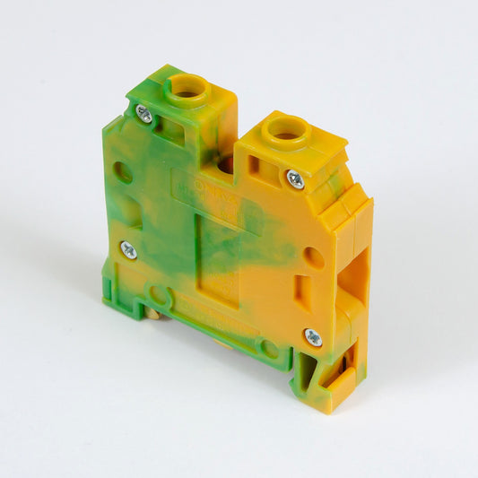 ONKA 16mm2 PE / Earth screw clamp green / yellow DIN rail terminal, 1010532