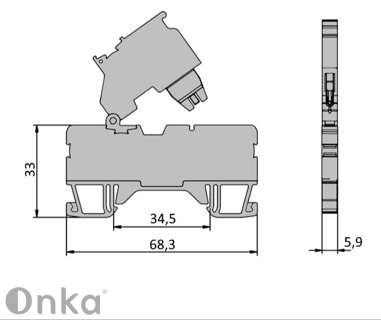 ONKA 2.5mm2 Spring clamp connection terminal with fuse holder (fuse cartridge not included) grey, 1020223
