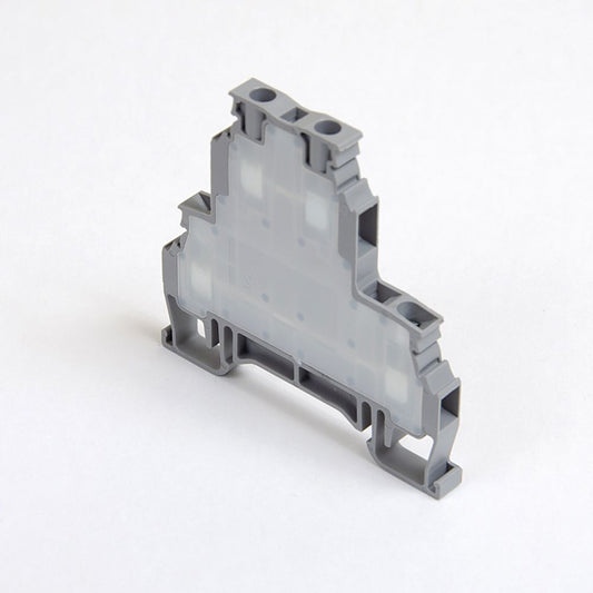 ONKA 2.5mm2, double level screw clamp terminal block, DIN rail terminal 4-wires, grey, 1010332