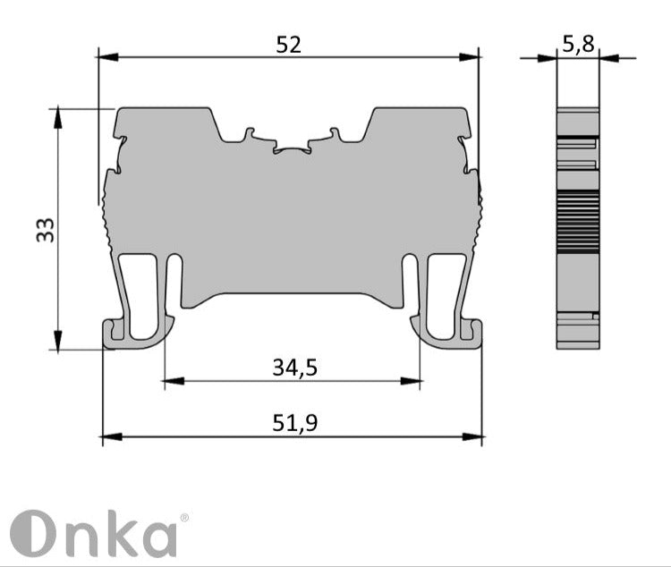 ONKA 2.5mm2 spring clamp / push-in type DIN rail terminal, blue, 1020016