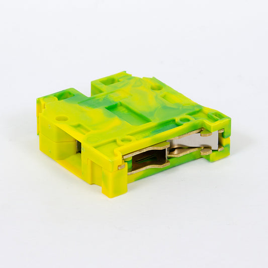 ONKA 35mm2 PE / Earth screw clamp green / yellow terminal (short) DIN rail mount, 1010533