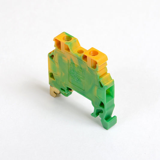 ONKA 4mm2 Earth - PE screw clamp green / yellow DIN rail terminal, 1010220