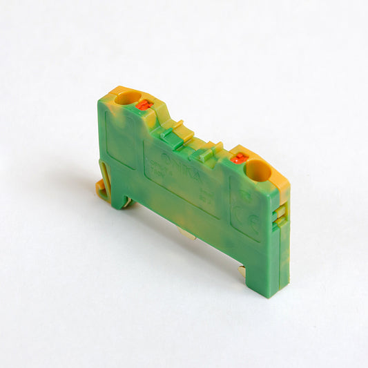 ONKA 4mm2 Earth - PE Spring Clamp / push-in type green / yellow terminal, DIN rail mount, 2-wires, 1020299