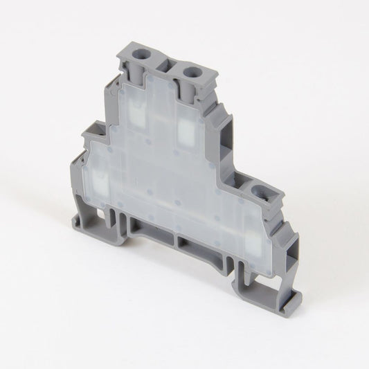 ONKA 4mm2, double level screw clamp terminal block, DIN rail terminal 4-wires, grey, 1010368