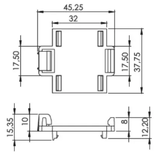 ONKA din rail adapter for CL range CT