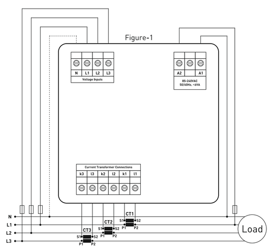 3 Ph Digital Multifunction Panel Meter, 1/4DIN, Current/Voltage/Frequency/Energy/Power, X/5, EM-08, TENSE