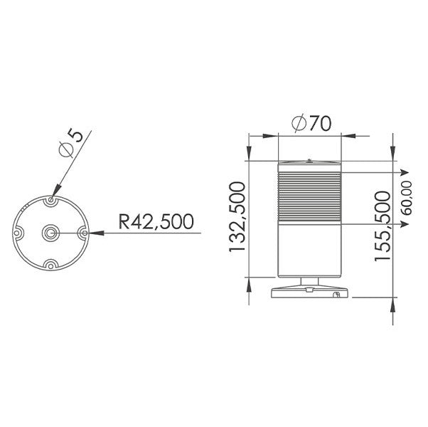 Signal tower one layer Flashing RED LED light, electronic buzzer, IP65, SNT-7022 / SNT-7013
