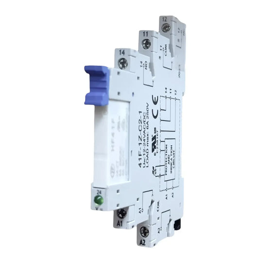 Slim Interface Relay Interface Module, DIN Rail Mount, 12-24V AC/DC Coil, SPDT, 1-Pole, 6A Load, HF-41, Made in China