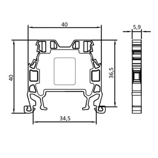 ONKA 2,5mm2 Screw Clamp type DIN rail terminal block, grey, 1010012