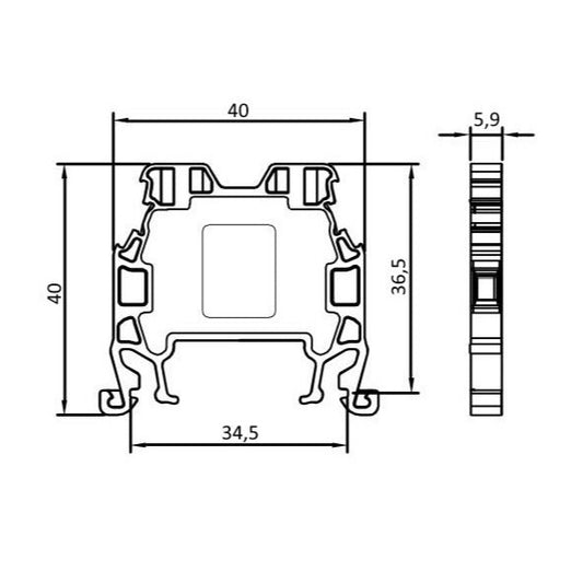 ONKA 2.5mm2 Screw Clamp type DIN rail terminal block, blue, 1010015