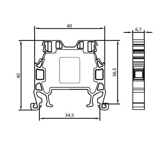 ONKA 4mm2 Screw Clamp type DIN rail terminal block, grey, 1010022