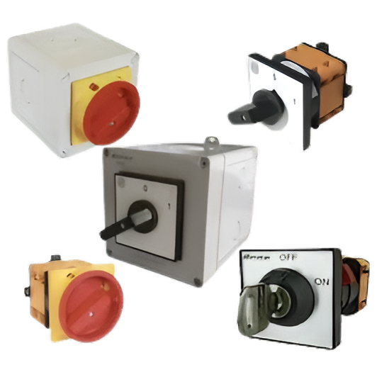 Three-pole ON-OFF (0-1) switches