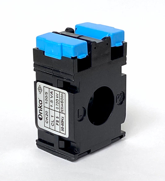100/5 CT Current transformer - ONKA, Cl 1, 1.5VA , 21 mm bore, DIN rail adapter, CK201005102 / BR-80010691