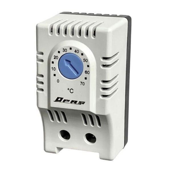 10A 250V Blue DIN Rail Bimetal Thermostat NO / Temperature controller / Temperature Switch, For Cooling, 0-60°C, For Electrical or Automation Cabinets / Panels, PTOT01, OPAŞ