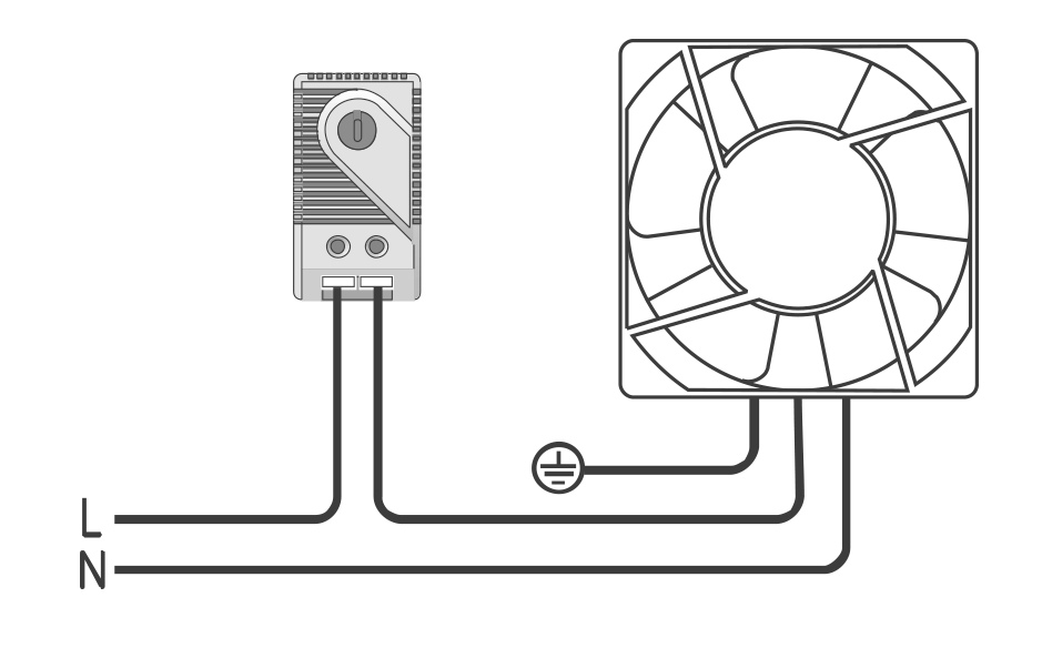 10A 250V Blue DIN Rail Bimetal Thermostat NO / Temperature controller / Temperature Switch, For Cooling, 0-60°C, For Electrical or Automation Cabinets / Panels, PTOT01, OPAŞ wiring