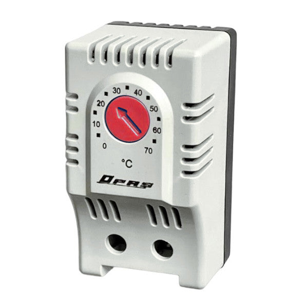 10A 250V Red DIN Rail Bimetal Thermostat NC / Temperature controller / Temperature Switch, For Heating, 0-60°C,  For Electrical or Automation Cabinets / Panels, PTOT01, OPAS