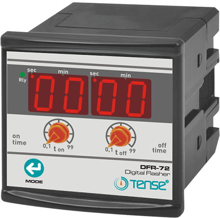 1/8 DIN Panel Mount Digital Asymmetric / Symmetric Cyclic Flasher Timer Relay, 150V-270VAC, NO+NC, SPDT, TENSE DFR-72