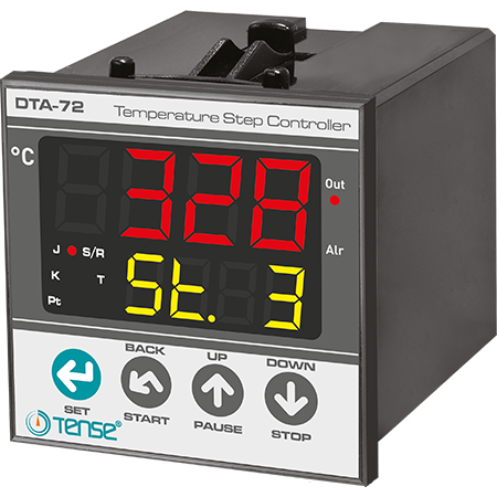 1/8 DIN Ramp and Soak / 20 steps / 18 hours per step  PID Temperature Controller with timer function, 2 outputs universal probe input, DTA-72