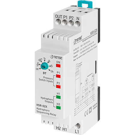 2 Pumps / Hydrophores control Sequencing Relay / Pump switch, DIN rail mounted HSR-02X TENSE