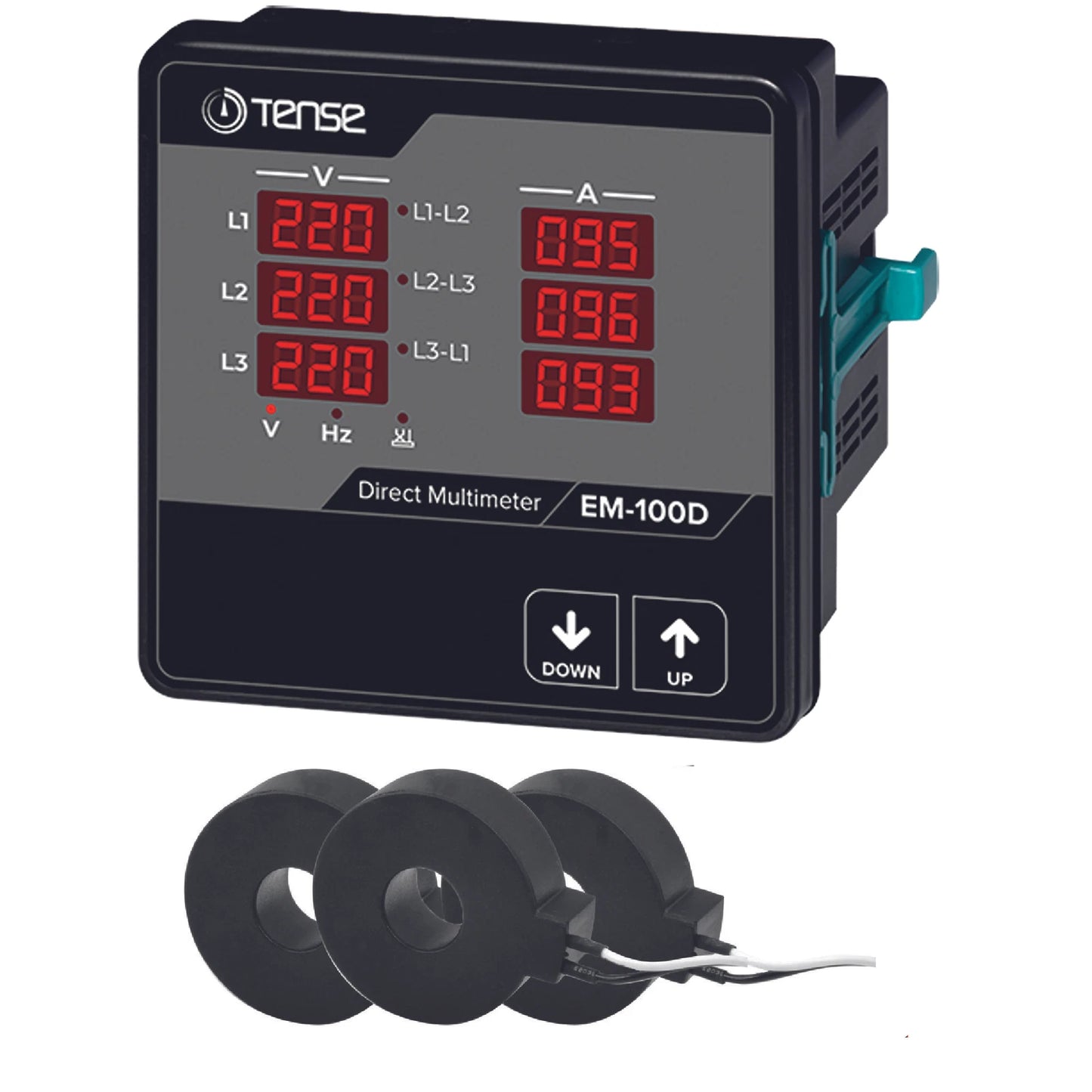 3 Ph Digital Multifunctional Panel Meter, Current/Voltage/Frequency , X/5, 100A or 250A, TENSE EM-100D
