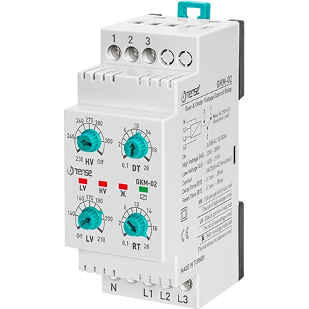 3 Phase Under / Over Voltage Monitoring Relay With Phase Fail / Sequence Control, 220-240V AC, DIN Rail Mount, SPDT, GKM, TENSE