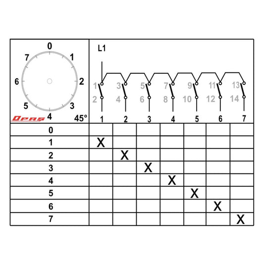 8 Position Multi Step Rotary Cam Switch 0-1-2-3-4-5-6-7 Changeover Selector Multi Step Cam Switch, 16A 25A 32A 40A 50A 63A 80A, YPT117 diagram wiring