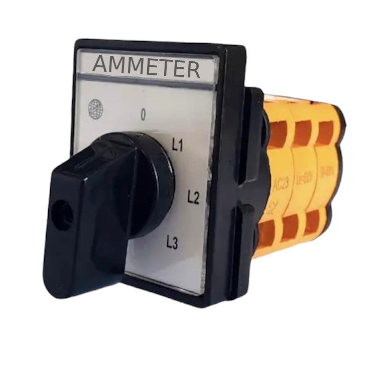 Ammeter 4 Position Rotary Cam Switch 0-L1-L2-L3 for measuring current in three-phase circuit, YET3A2, OPAS