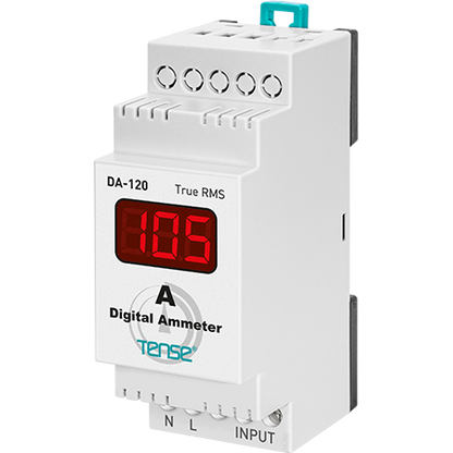 Digital 1 phase Ammeter, True RMS, DIN rail mount, current transformer included, 1-100A or 2-250A measurement range, TENSE