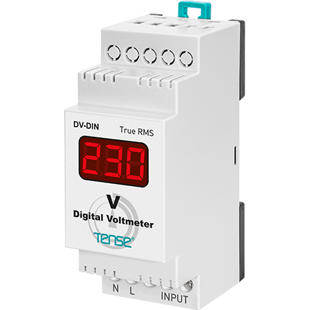 Digital 1 phase Voltmeter, True RMS, DIN rail mount, current transformer included, 0-500V AC measurement range, DV-DIN, TENSE