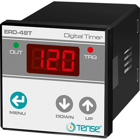 ERD-48T Digital One Shot ON-Delay OFF-Delay (Impulse) Timer Relay With Trigger input, Panel mount, SPDT, NO+NC, LED Display, TENSE