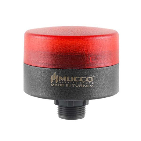 Flashing RED Signal beacon / warning LED light with buzzer, nut connected, IP65, 24V AC/DC, ø70mm, SNT-MS715