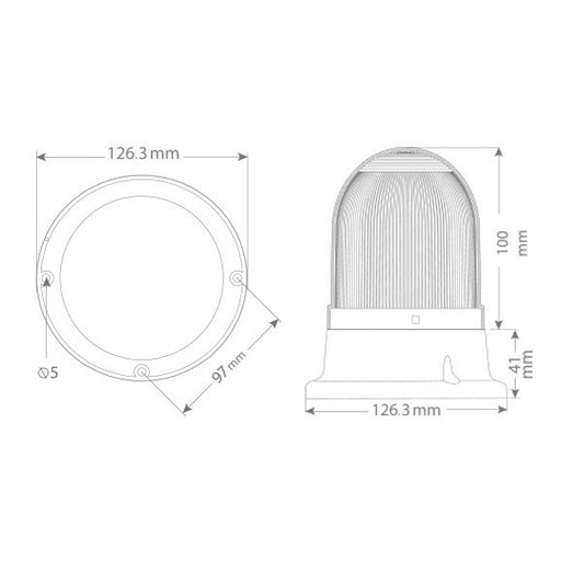 Flashing / Steady / Rotary / Strobe LED beacon warning light with buzzer / sounder, ø100mm, IP65, 12-24V AC/DC, SNT-110-B