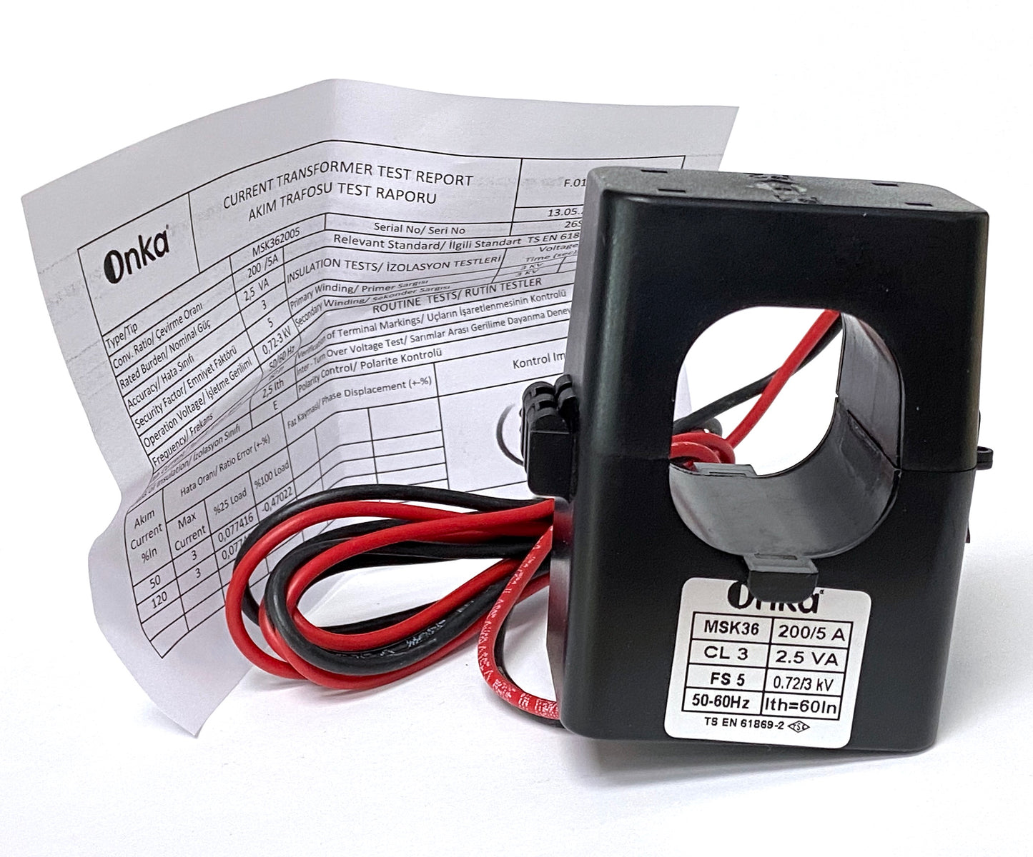 200/5A CT Split-Core Current transformer - ONKA, Cl 3, 2.5VA, 36 mm bore MSK362005 / BR-80011952