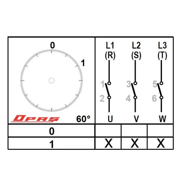 IP65, 2 Position Lockable Rotary Cam Lockable Switch with plastic enclosure box OFF-ON / 0-1, 3 poles, YKK301, OPAŞ wiring
