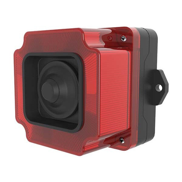 IP65 Heavy Duty RED LED Warning Light with siren/sounder 133dB, 12-30V or 85-250V AC/DC, SNT-ESP, Mucco