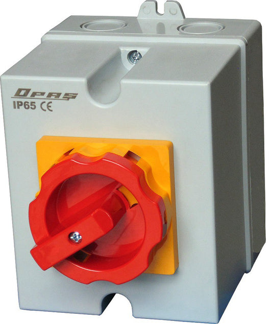 IP65 Lockable Maintenance Rotary Cam Switch ON-OFF, IP65, with plastic enclosure, 16A-125A, IPE4 , OPAŞ 