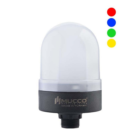 Mucco RGB Signal beacon LED Steady, Flashing, Strobe light, buzzer with 16 melodies, nut connected, IP65, 12-24 V DC, ø70mm , SNT-S74