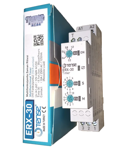 Multi-function Timer Relay DIN Rail Mount, 10 functions, 0.1 s - 30 h 12V-240V AC/DC, SPDT, ERX-30, TENSE