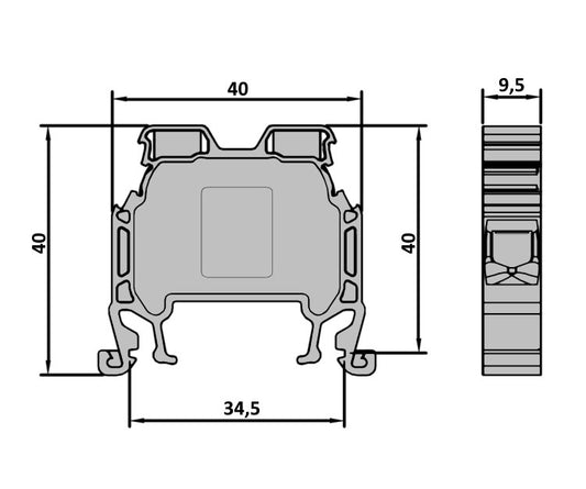 ONKA 10mm2 Screw Clamp type DIN rail terminal block, grey, 1010042